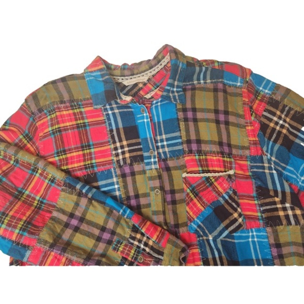 Soft Surroundings Highland Flannel Patchwork Dress Womens Size Medium